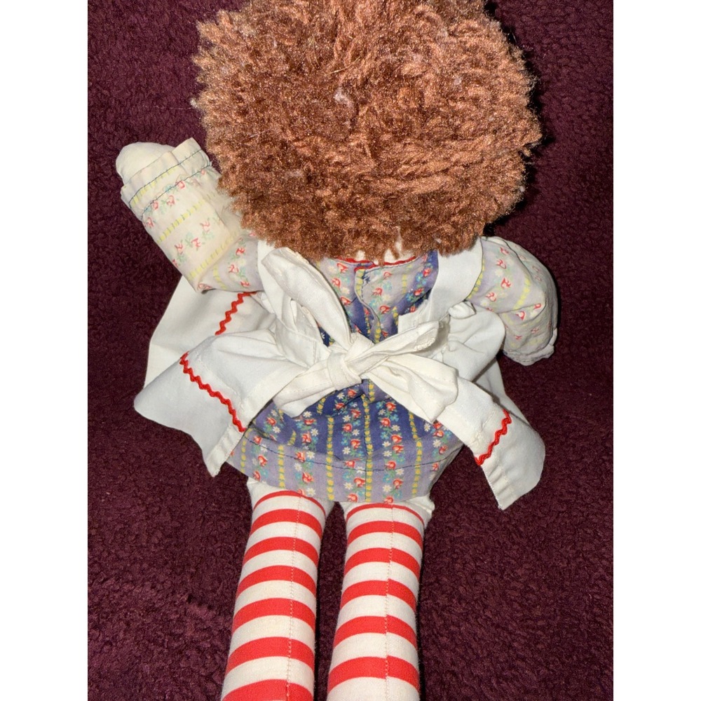 Handmade Rosie Raggedy Ann Style Cloth Doll 18 Inch Plush Floral Dress Red Hair - Picture 5 of 5